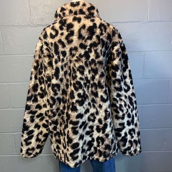 Filly Flair Leopard Print Sherpa Fleece Quarter Zip Pullover XXL Women's - Picture 3 of 8